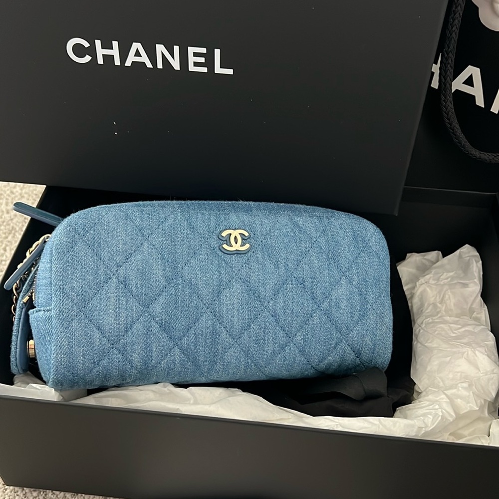 Chanel denim make up bag